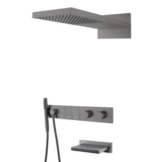 Душевой комплект Boheme Zodiac 133-2-GM с термостатом оружейная сталь